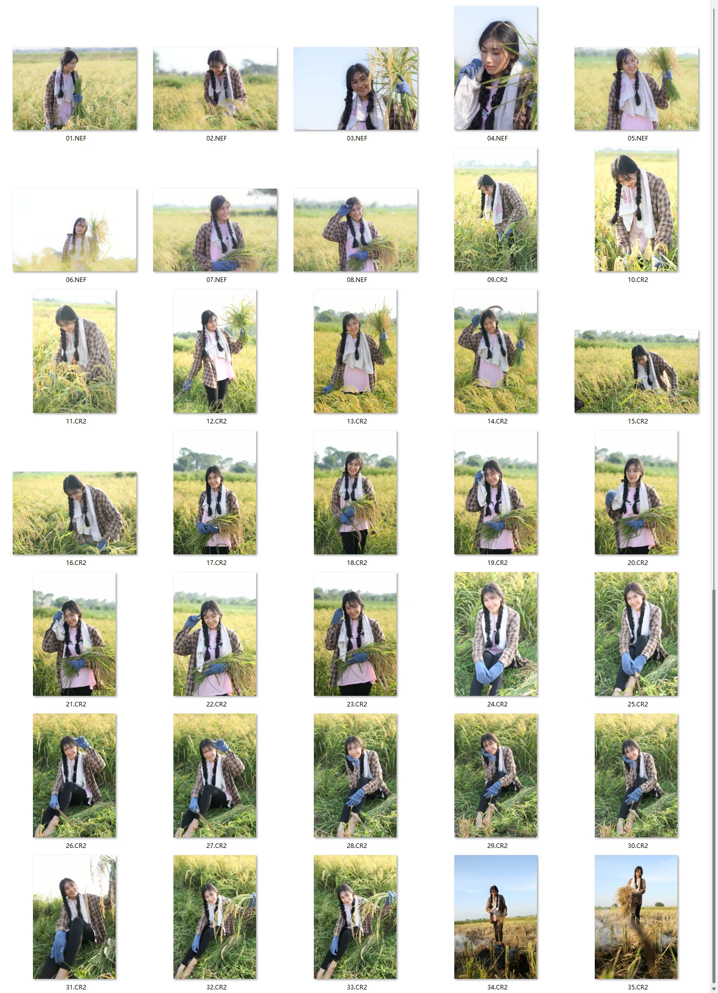 图片[1]-35张秋天稻田美女人像尼康D750和佳能5D3RAW原片修图素材-美夕摄影
