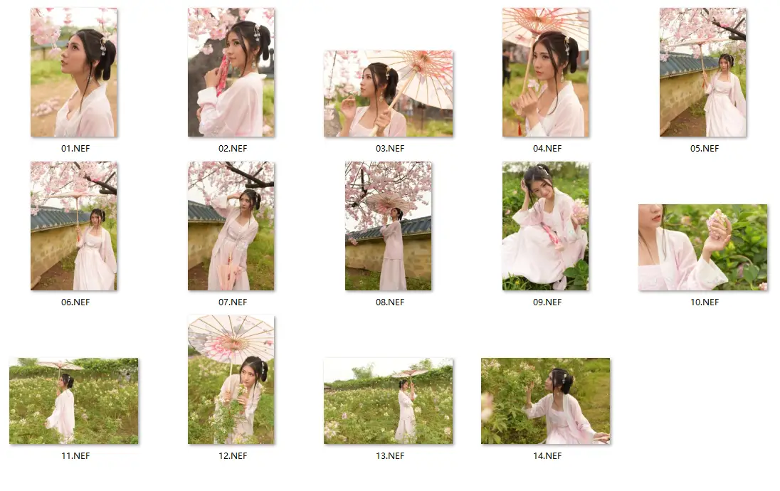 图片[1]-14张樱花汉服古风美女人像RAW原图NEF格式人像精修练习素材-美夕摄影